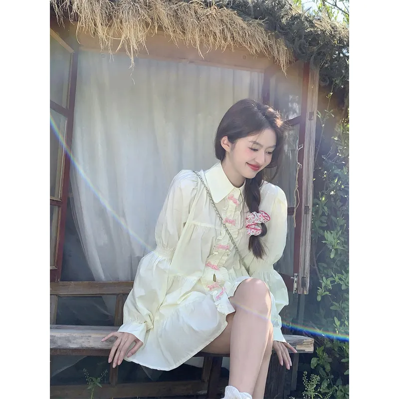 XIANSINIAO Long Sleeved Dress Women's-2