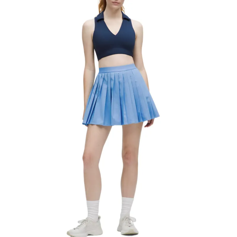 Lululemon High RisePleated Tennis Skirt Long Tennis Bottom Women's Blue-2