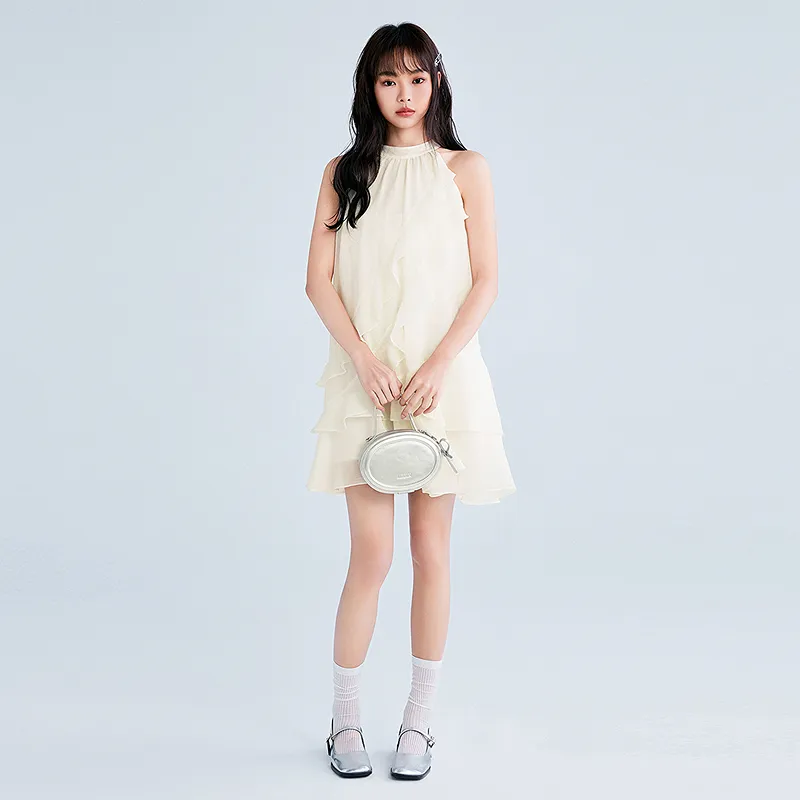LEDIN Sleeveless Dress Women's Cream Beige-3