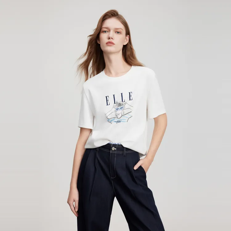 ELLE T Shirts Women's White-2
