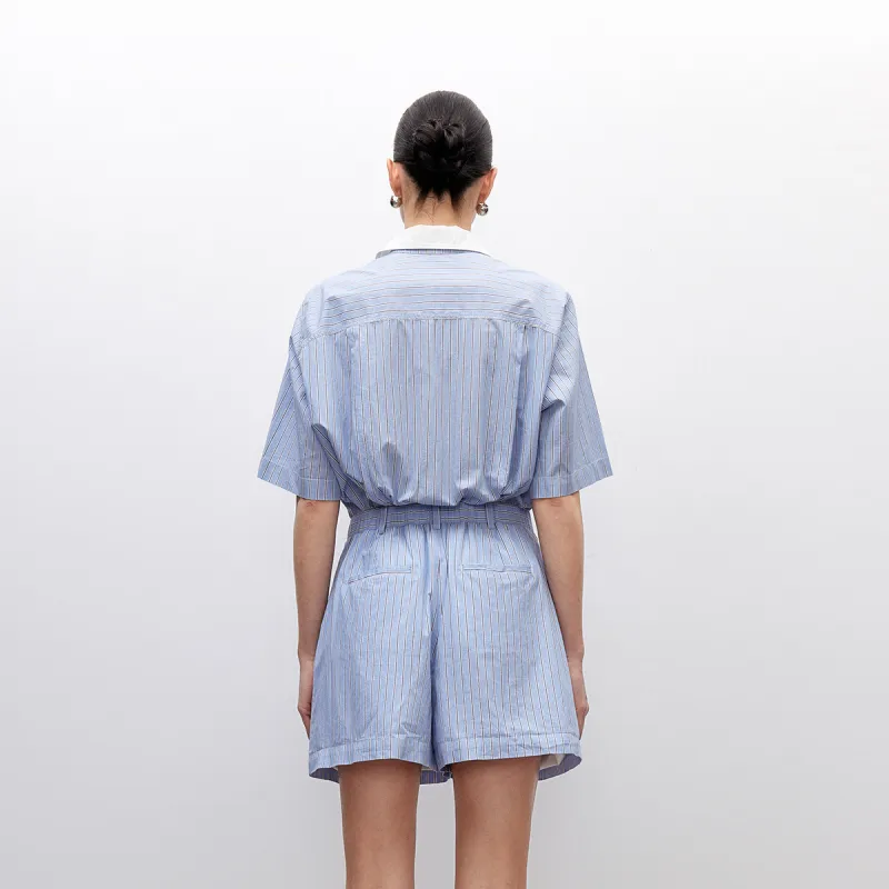 ONLY Casual Shorts Women's Sky Blue With White Stripes-4