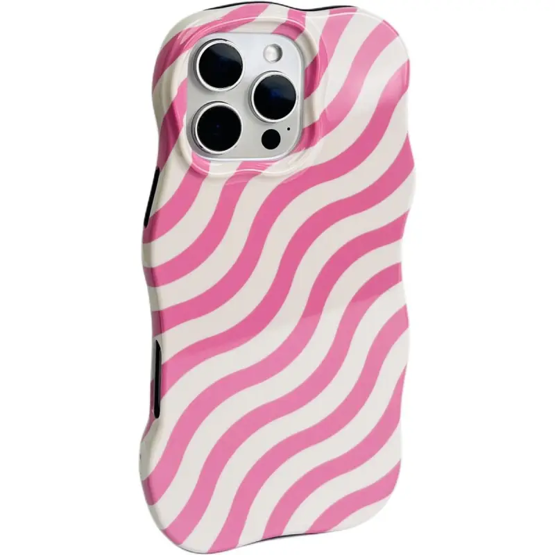 Sopi Acrylic Material Wave Edge Irregular Stripes Phone Cases Compatible With IPhone 16/15 Pro Max/Apple 13/14 Pro/Max-9