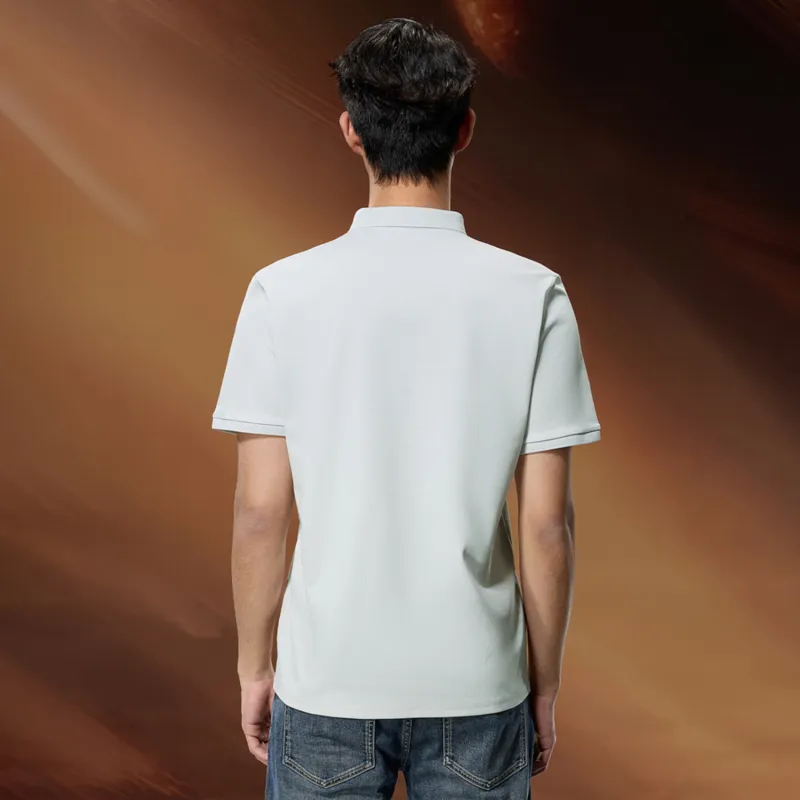 HLA Cooling Quick Dry Color Blocking Embroidery Classic Collar Pearl Beaded Short-Sleeved Polo Shirt Men's-5