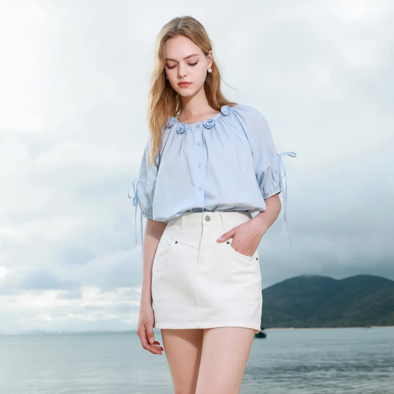 3COLOUR Shirts Women's Sky Blue-6