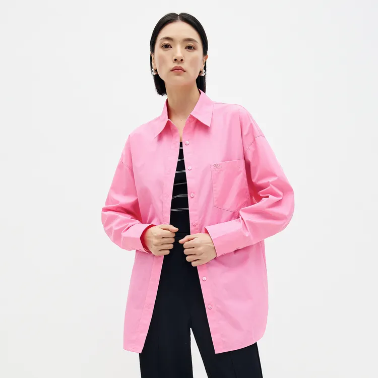 SHUIYUNJIAN Minimalist 100% Cotton Long Sleeved Shirt Women's-2