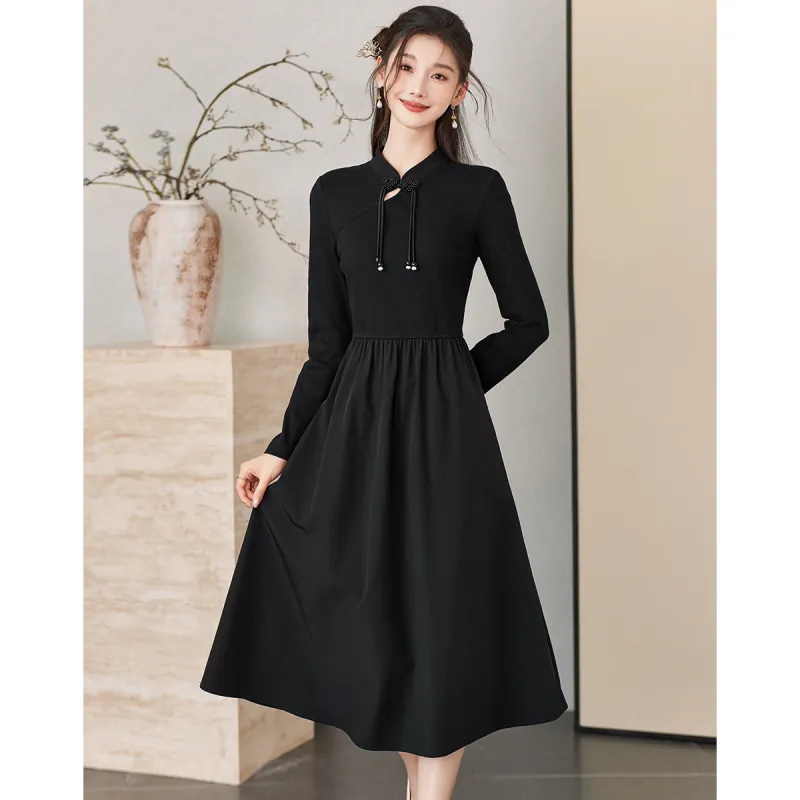 Like The Age Of Water Long Sleeved Dress Regular Women's Black-3