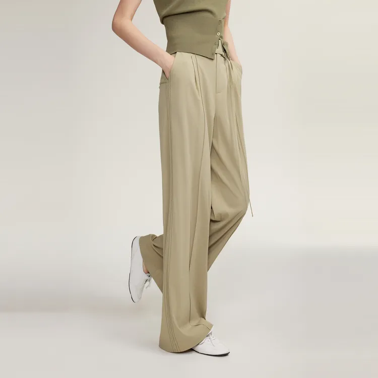 ELLE Casual Pants Women's Gray Green-3