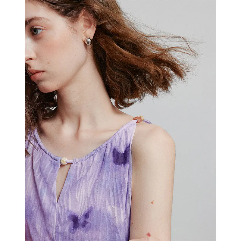 Initial Language Slip Dress Women's Light Purple-4