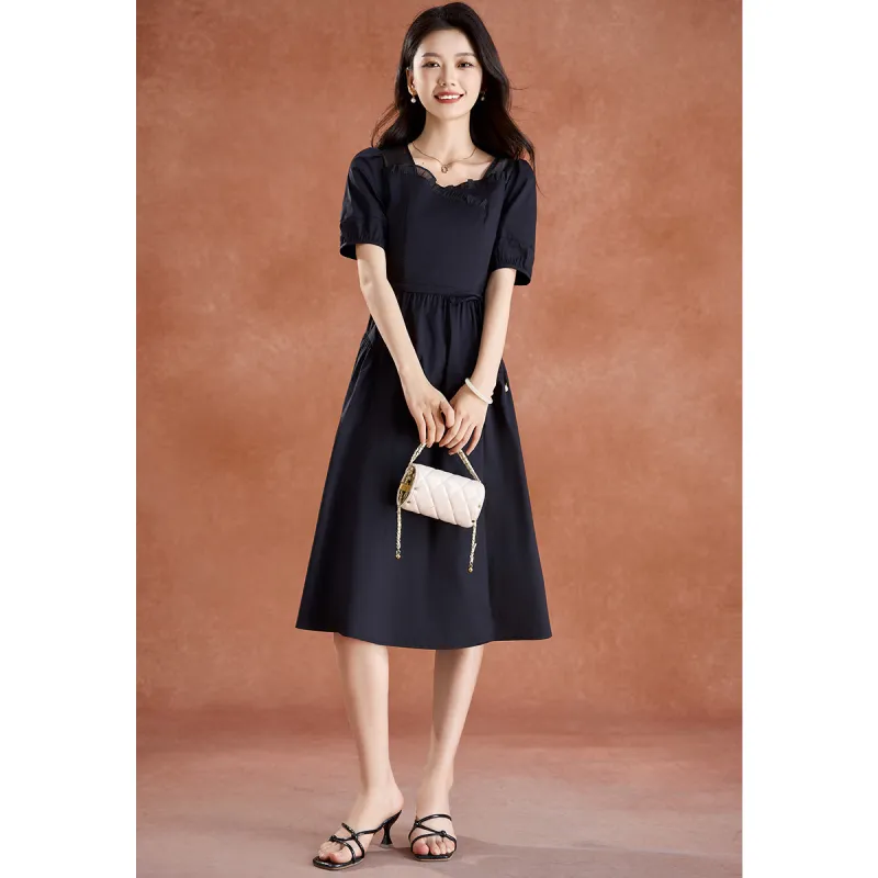 Mylan Summer Short Sleeved Dress Cinched Waist Women's-4