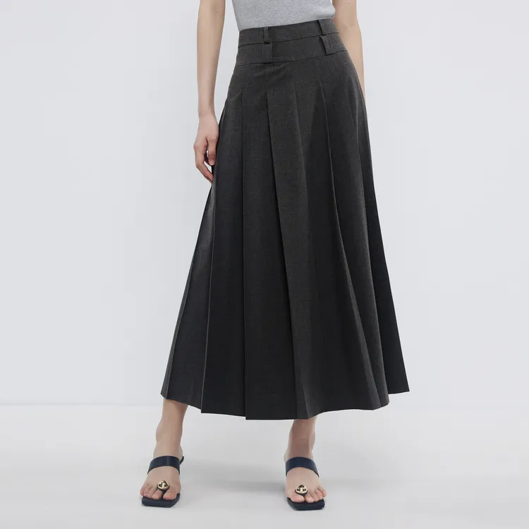 SHUIYUNJIAN Casual Long Skirt Women's Dark Gray-2