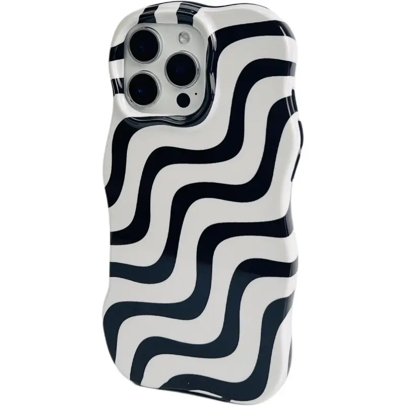 Sopi Acrylic Material Wave Edge Irregular Stripes Phone Cases Compatible With IPhone 16/15 Pro Max/Apple 13/14 Pro/Max-6