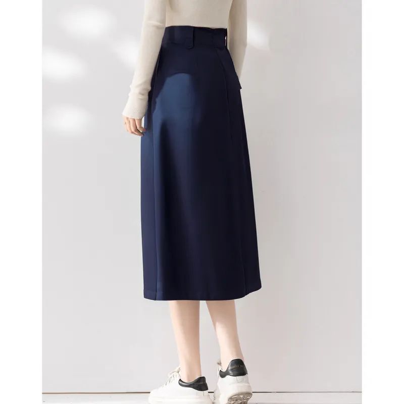 Love Elaine Casual Long Skirt Women's Navy Blue-4