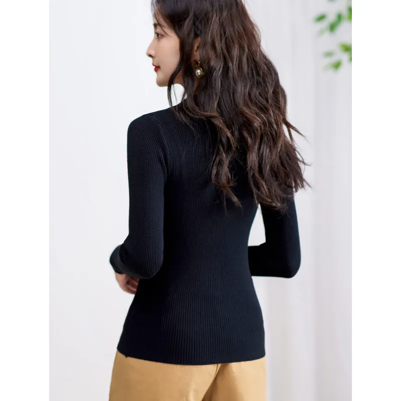 Love Elaine Spring Fall Knitwear Slim Fit Women's Black-4