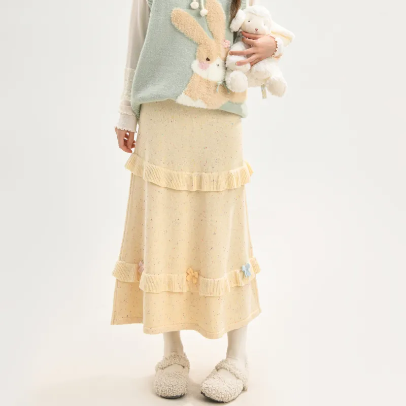 SNBL Knit Long Skirts Women's Yellow-3