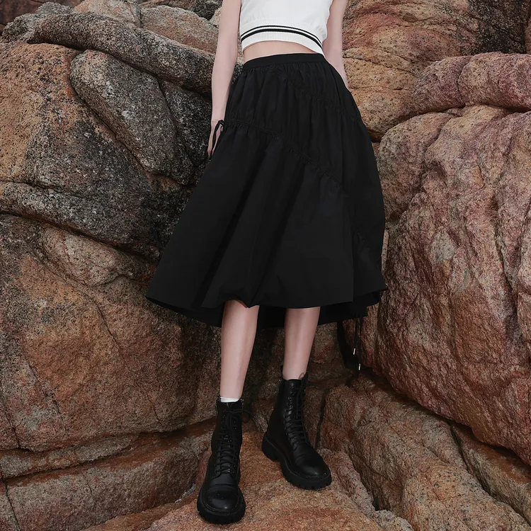 3COLOUR Casual Long Skirts Women's Black-2