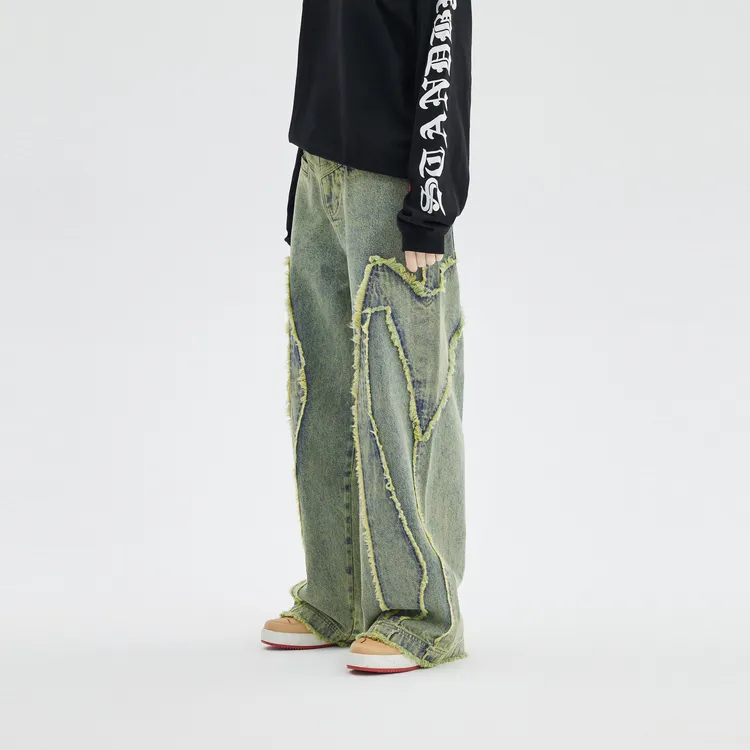 INXX Raw Edge Structural Splicing Jeans-11