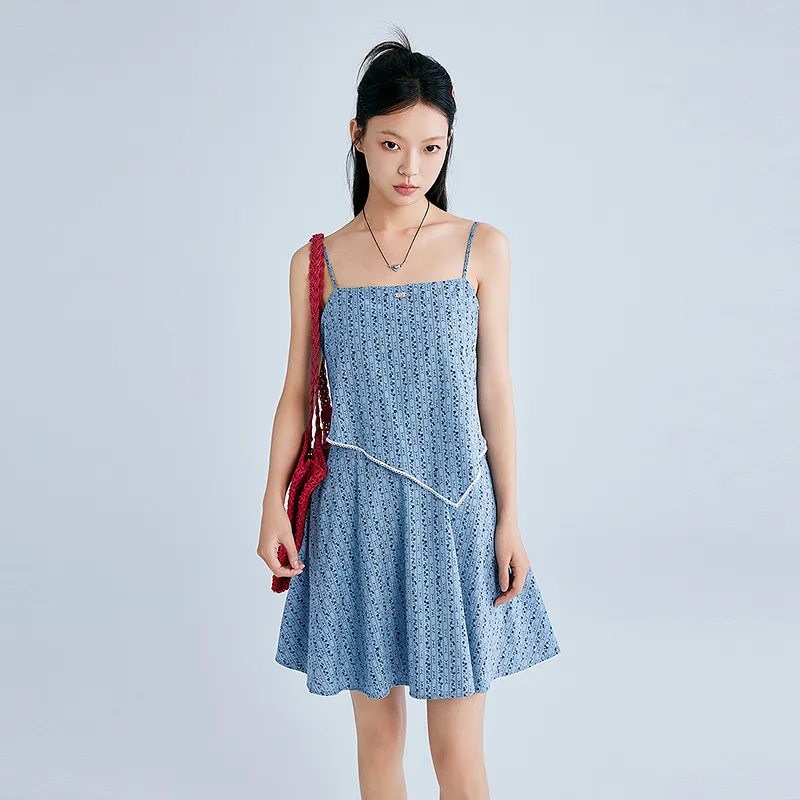 LEDIN Slip Dresses Women's Denim Light Blue-2