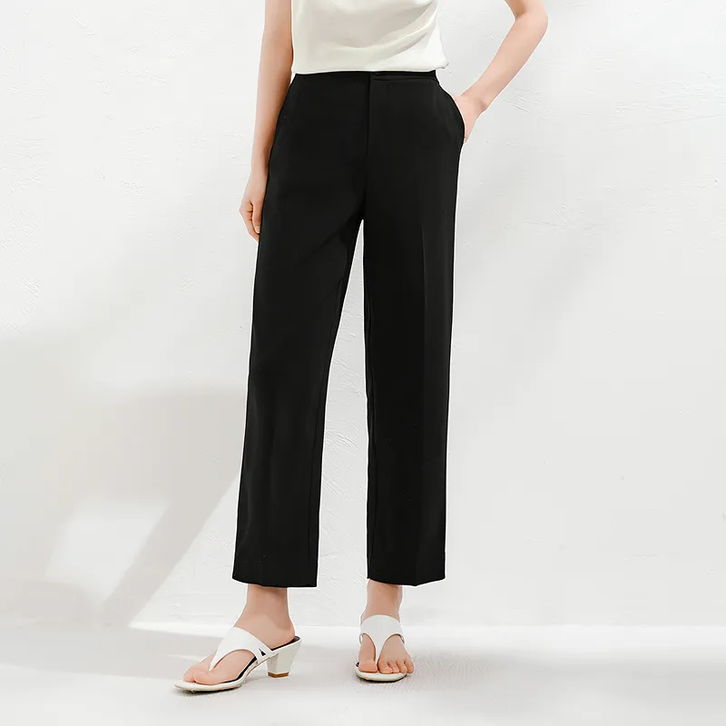 JZ. ANNAKRO Casual Pants Women's Plain Black-5