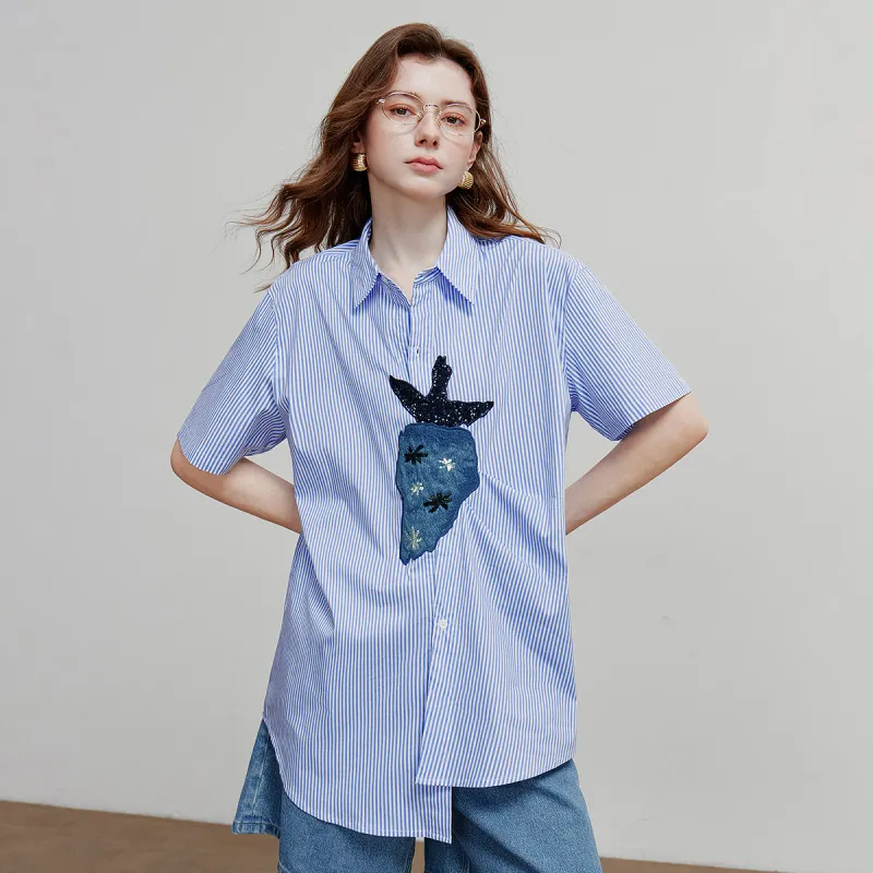 Initial language Shirts Women's Light Blue-1