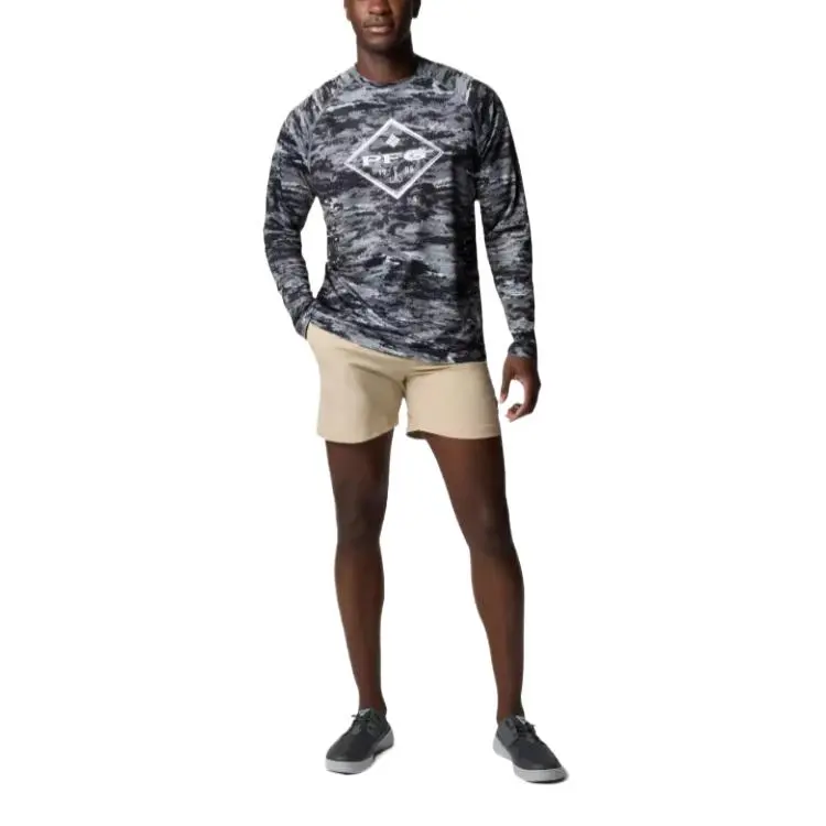 Columbia PFG Solar Stream Super Omni-Shade Omni-Wick T-Shirt Men's Black Camouflage-3