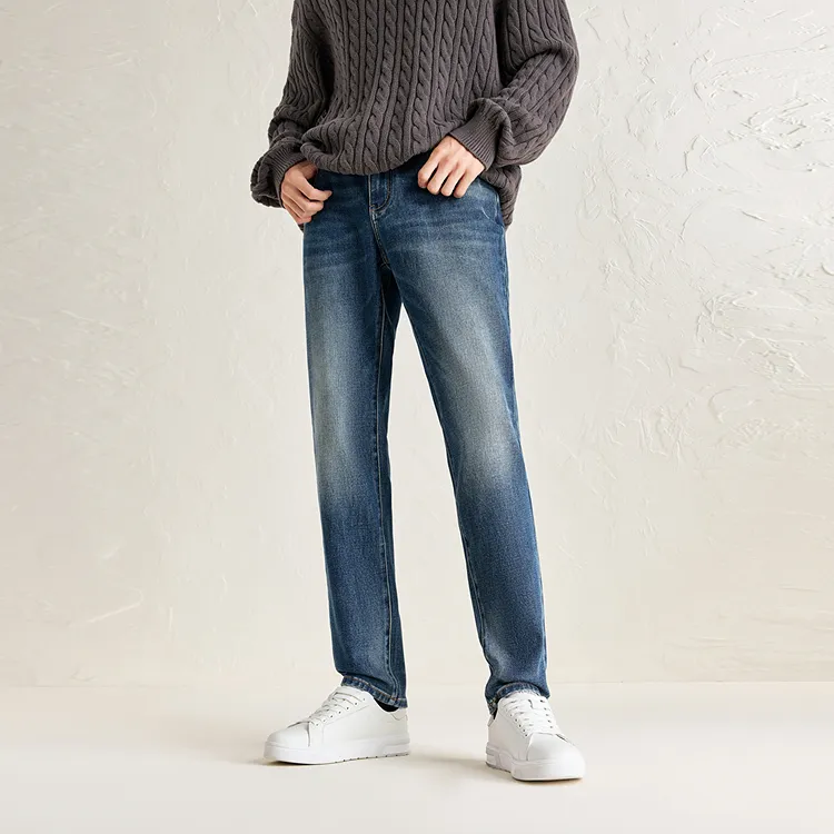 PEACEBIRD MEN Slim Fit Cuffed Washable Warm Jeans Men's-2