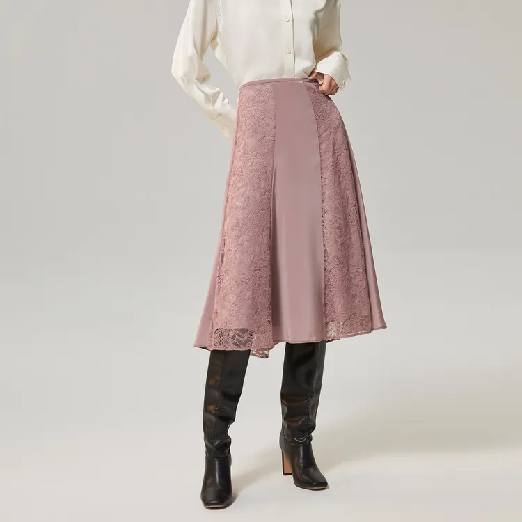 OVV SS23 Casual Long Skirt Women's Nude Pink Trim-3