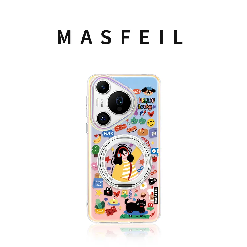 Marsfield Acrylic Material Rotating Magnetic Stand Case Free Melody Phone Cases Compatibility Huawei P70/P70 Pro-1