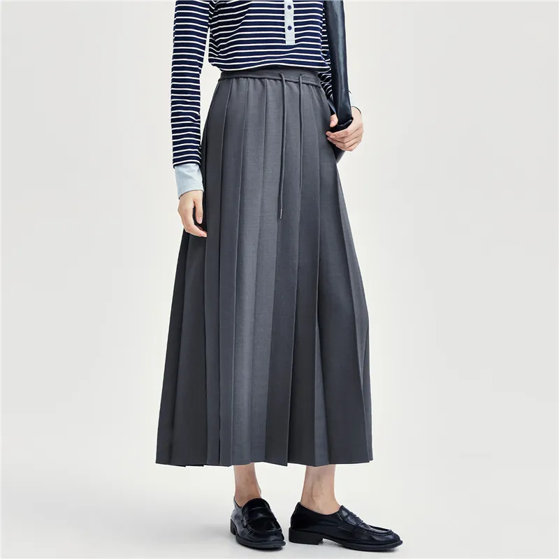 UNIQLO Casual Long Skirts Women's Stone Gray-3