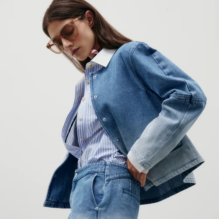 Lost In Echo Cropped Coat Women's Gradient Blue-5
