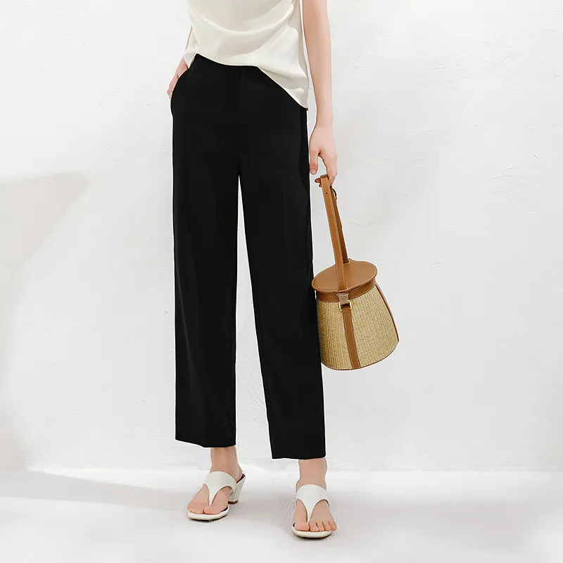 JZ. ANNAKRO Casual Pants Women's Plain Black-2