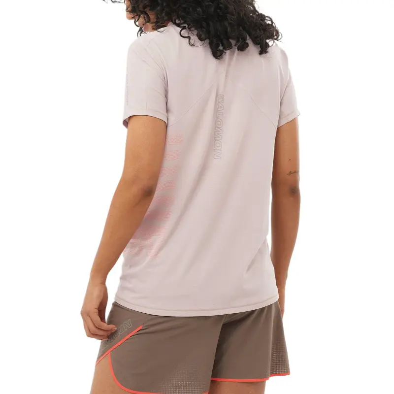 SALOMON SENSE AEROGRAPHIC Regular T Shirt Women's Light Pink/Flame Red-2