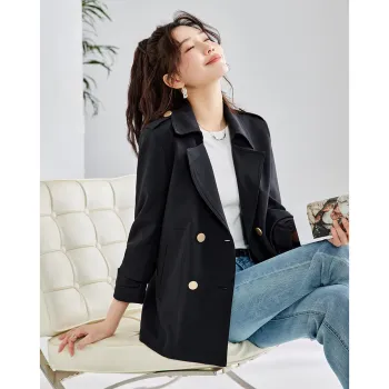 TERRE BLEUE Spring Fall Winter Trench Coat Loose Fit Women's