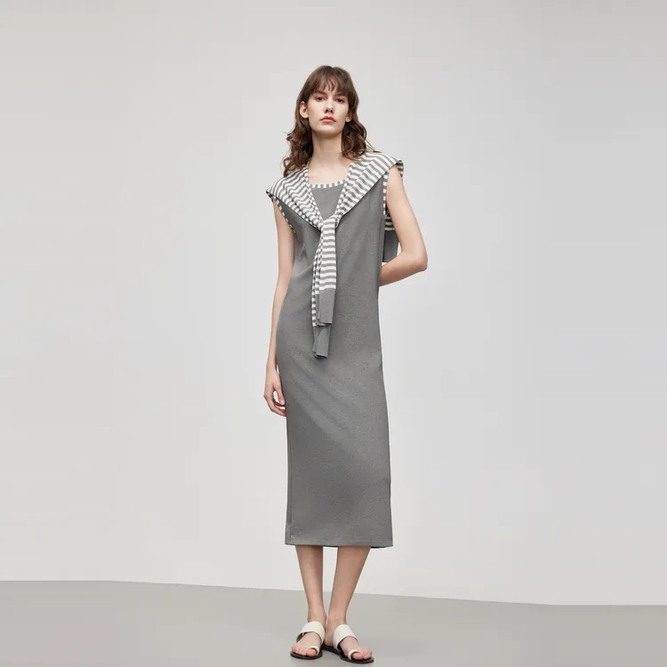 ELLE Sleeveless Dress Women's Dark Gray-2