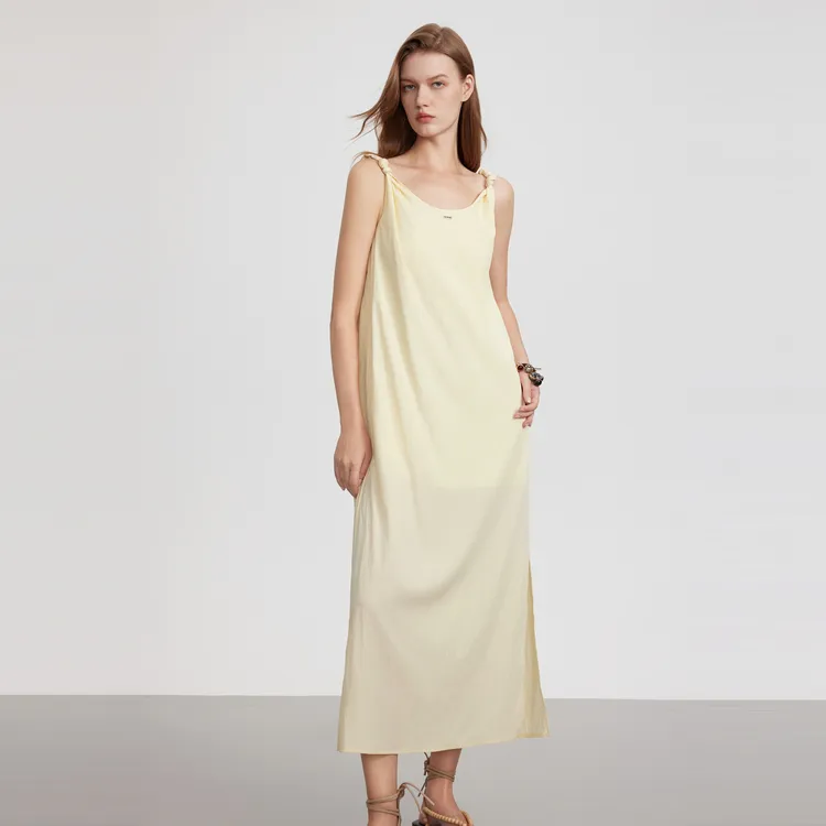 ELLE Slip Dresses Women's Yellow-2