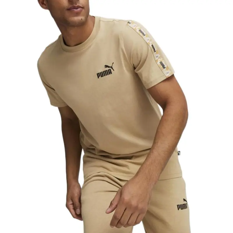 PUMA EssentialsTAPE T Shirt Men's Khaki-2