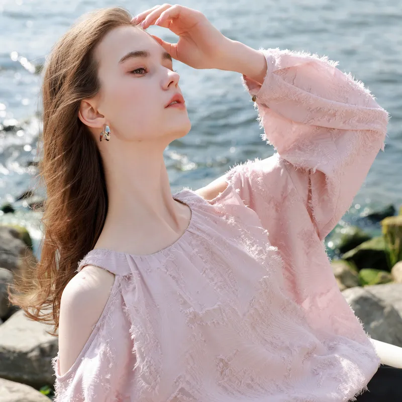 3COLOUR Chiffon Shirt Women's Smoke Pink-4