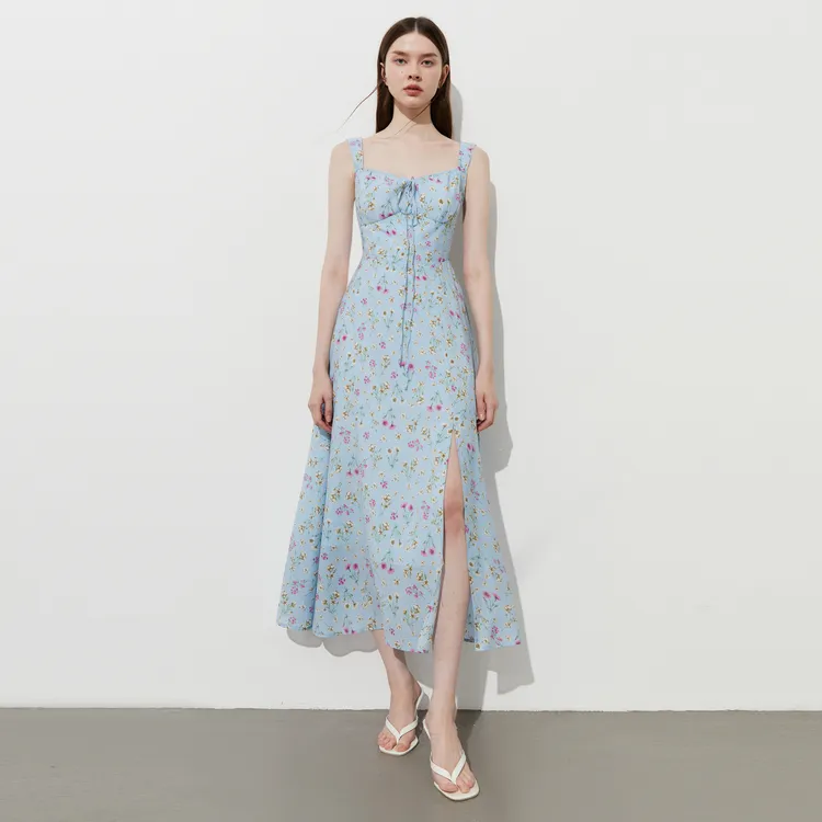 DPLAY Slip Dresses Women's Blue Daisy-2