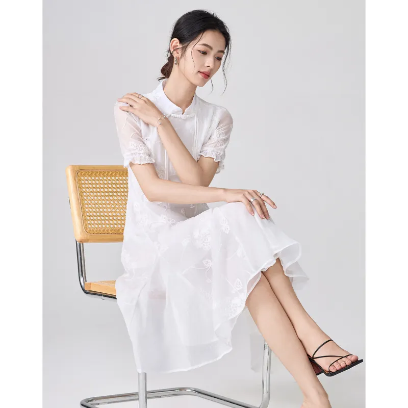 Love Elaine Short Sleeved Dress Women's White-1