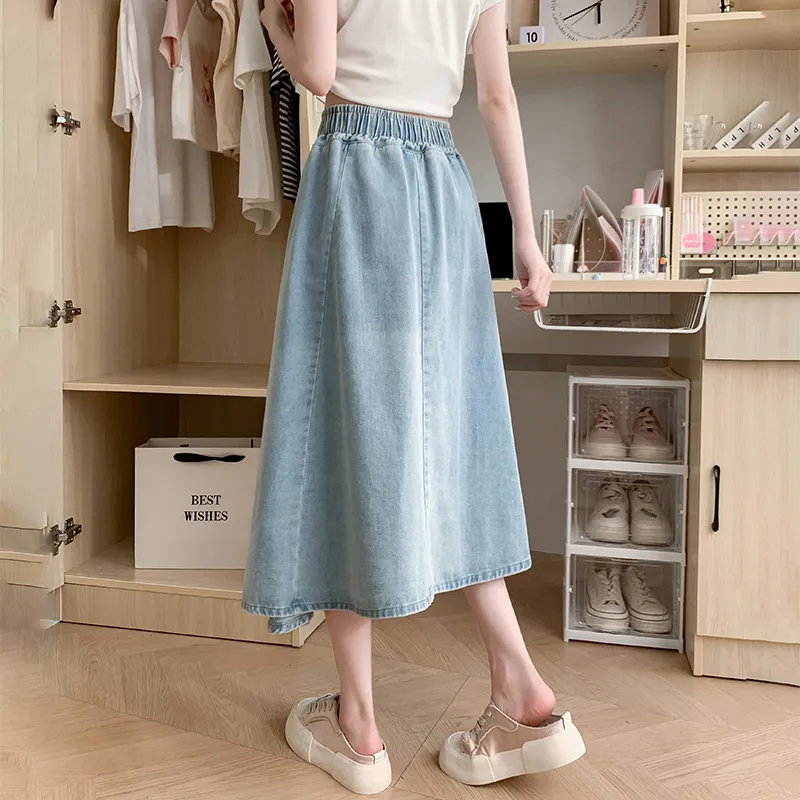XIANSINIAO Denim Long Skirt Women's-3