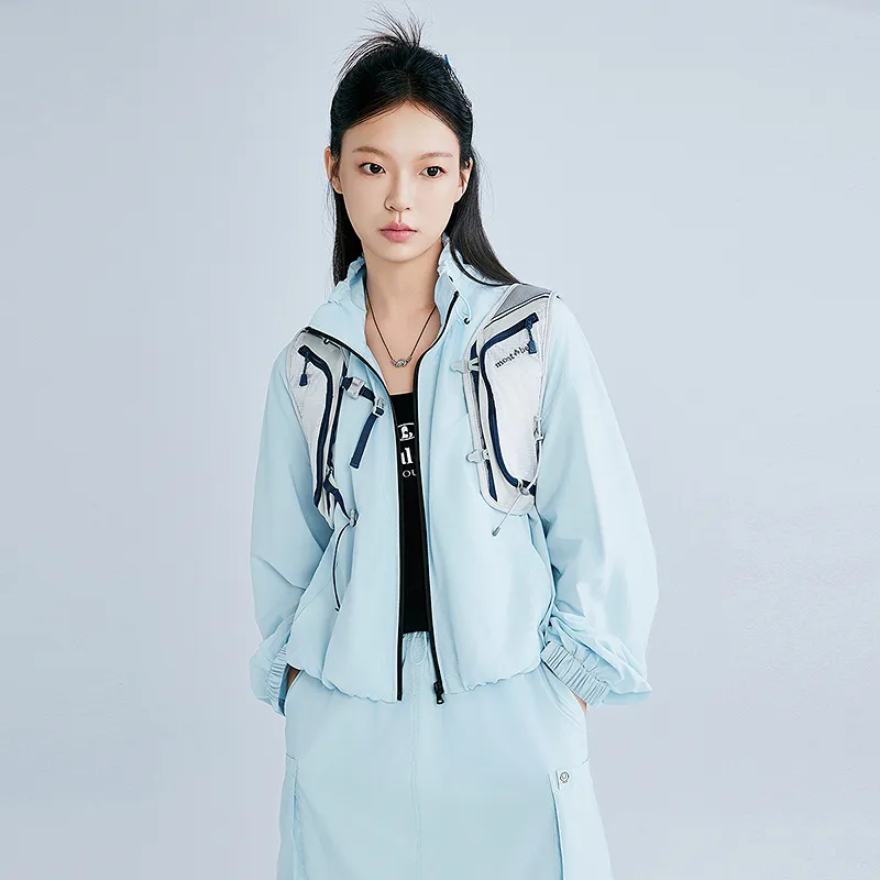 LEDIN x QIXIANSHENGMIAOXIAOJIE Cropped Coat Women's Ice Dew Blue-2