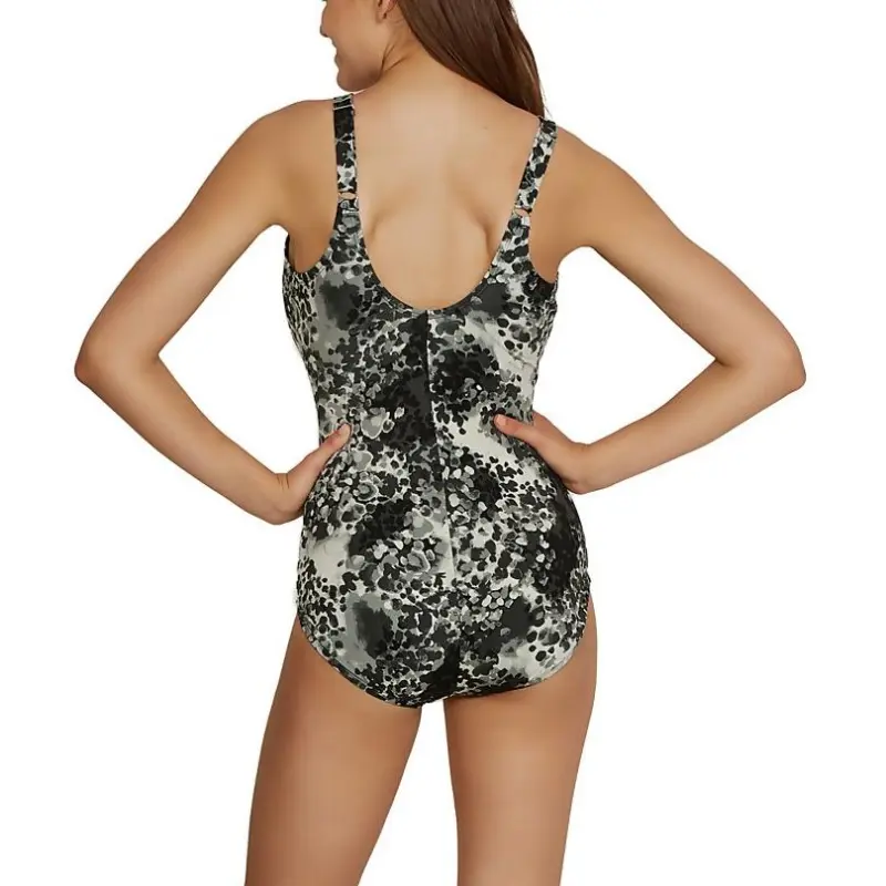 Speedo One piece Swimsuit Women's Gray Polka Dot-1