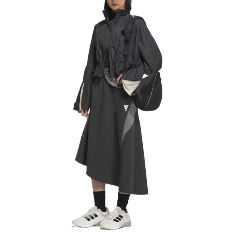 Adidas SS25 Casual Long Skirts Women's Charcoal Black-2