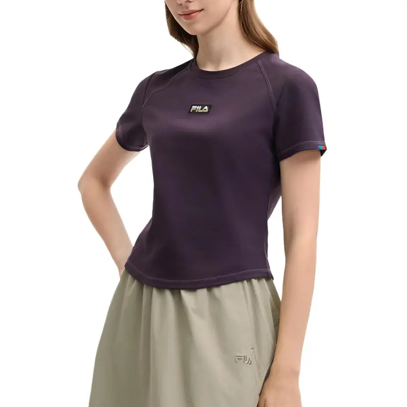 FILA ORIGINALE Raglan Sleeve T Shirt Women's Purple Deep Color-2