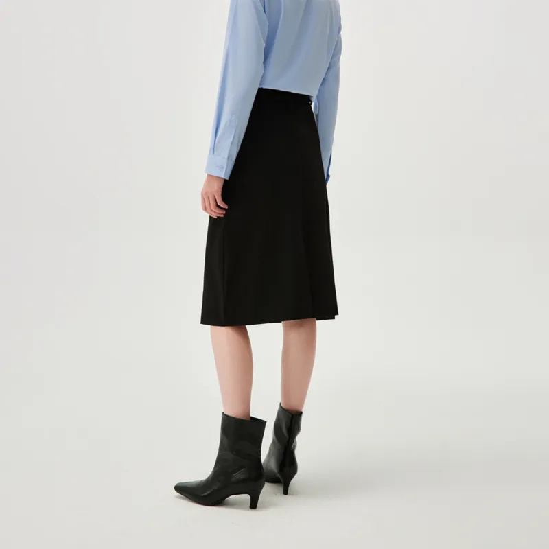 HLA Casual Long Skirts Women's Black X4-3