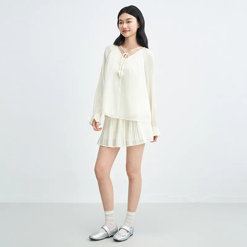 LEDIN Casual Short Skirts Women's Cream Beige En Stock-3