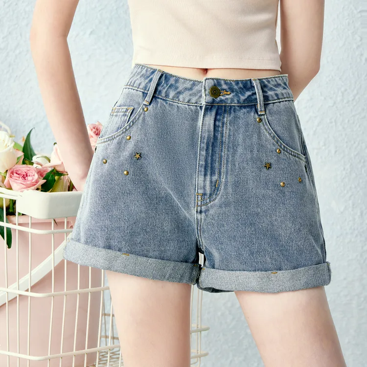 LEDIN Denim Shorts Women's Denim Blue-2