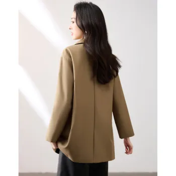 Like The Age Of Water Spring, Fall Velvet feel Coat Loose Fit Women's Khaki