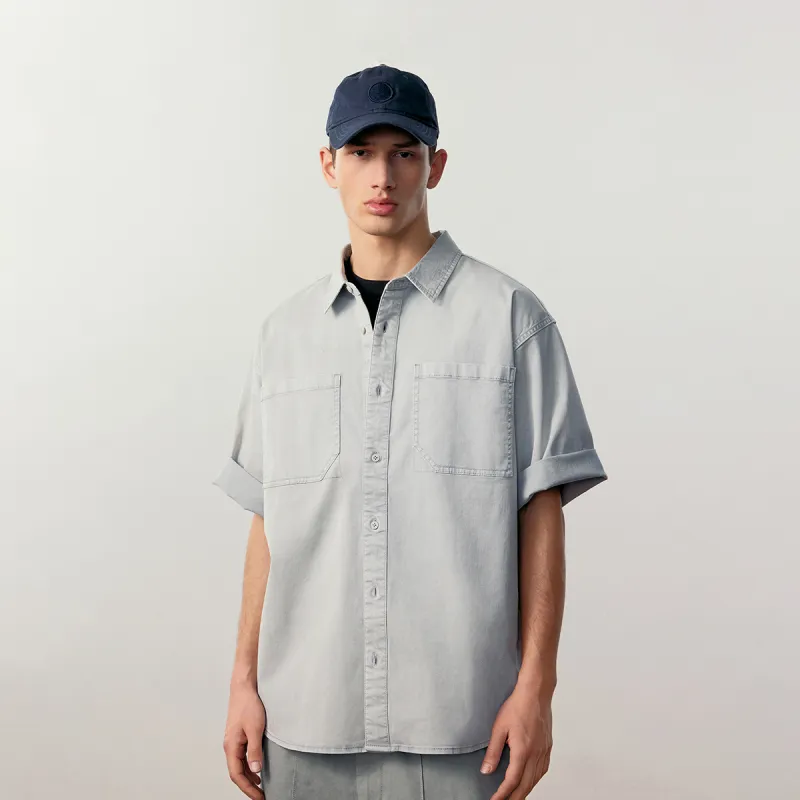 JACK JONES· Shirt Men's G45 Denim Gray Heather Gray-5