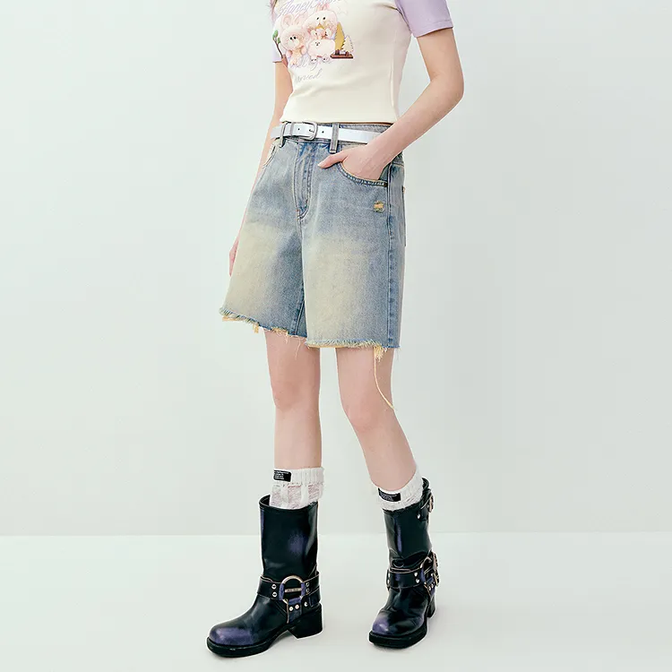 LEDIN Denim Shorts Women's Light Denim Blue-2
