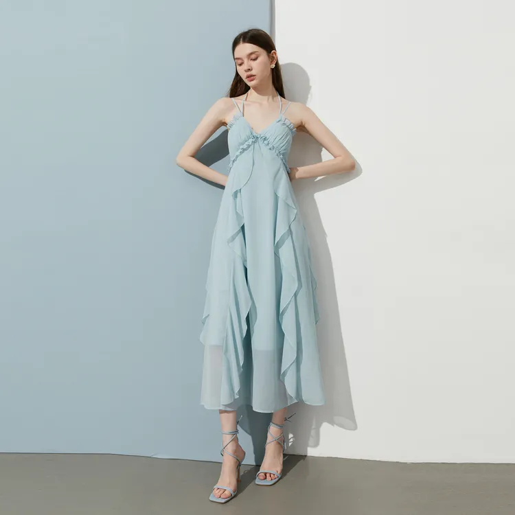 DPLAY Slip Dresses Women's Glacier Blue-5